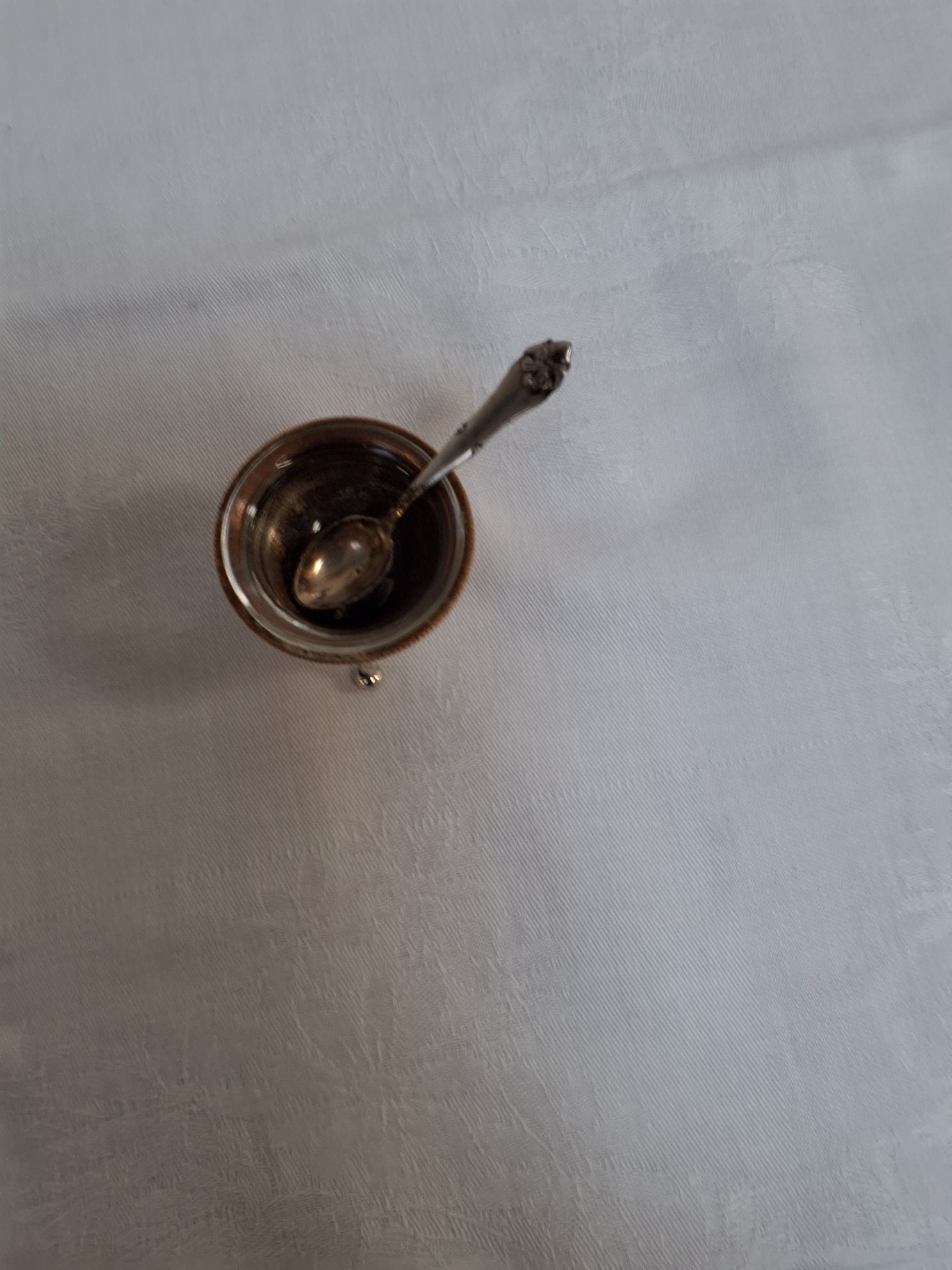 Vintage saltkar mred glasindsats og lilke ske